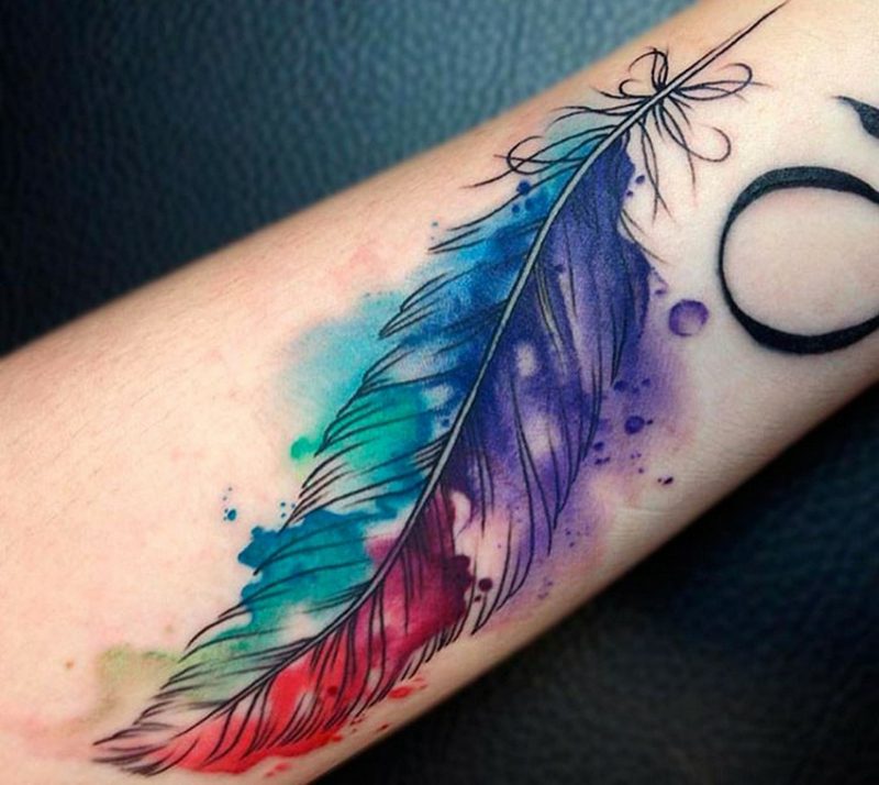 Watercolor Tattoo modern Feder