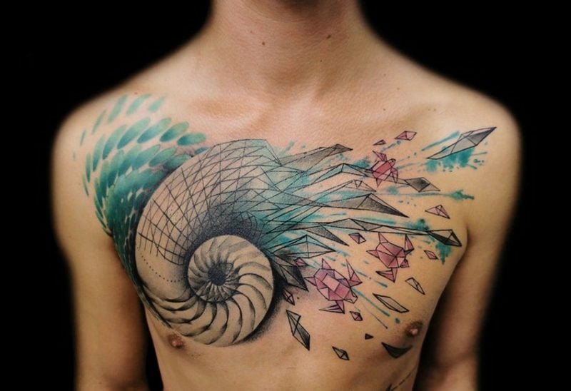 Wasserfarben Tattoos interessante Ideen Mann