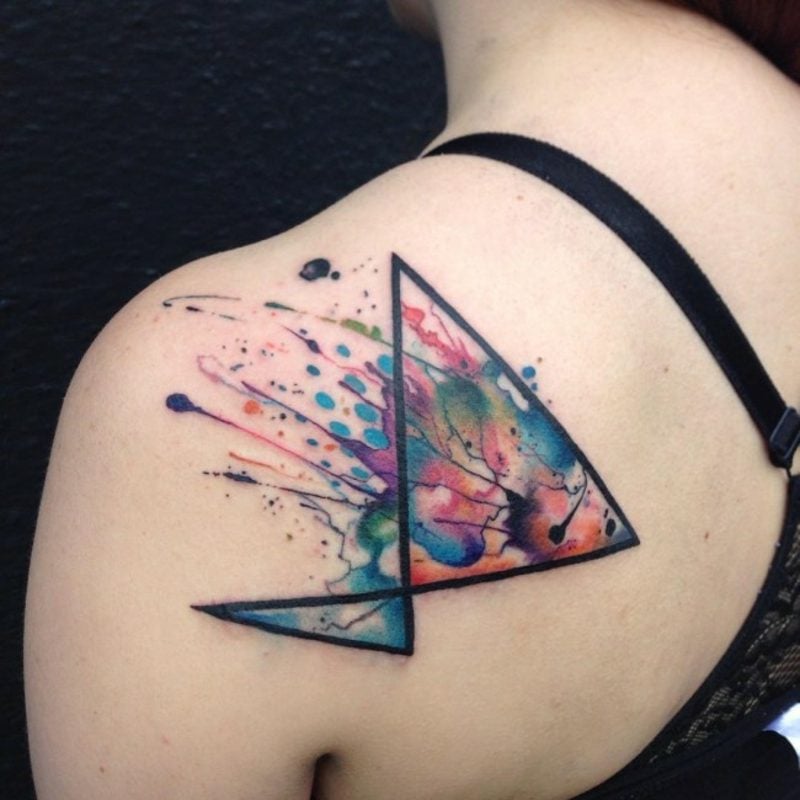 Watercolor Tattoo modern geometrisch Frau