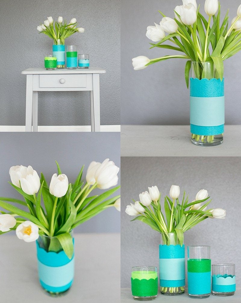 DIY Ideen Vase mit papier dekorieren