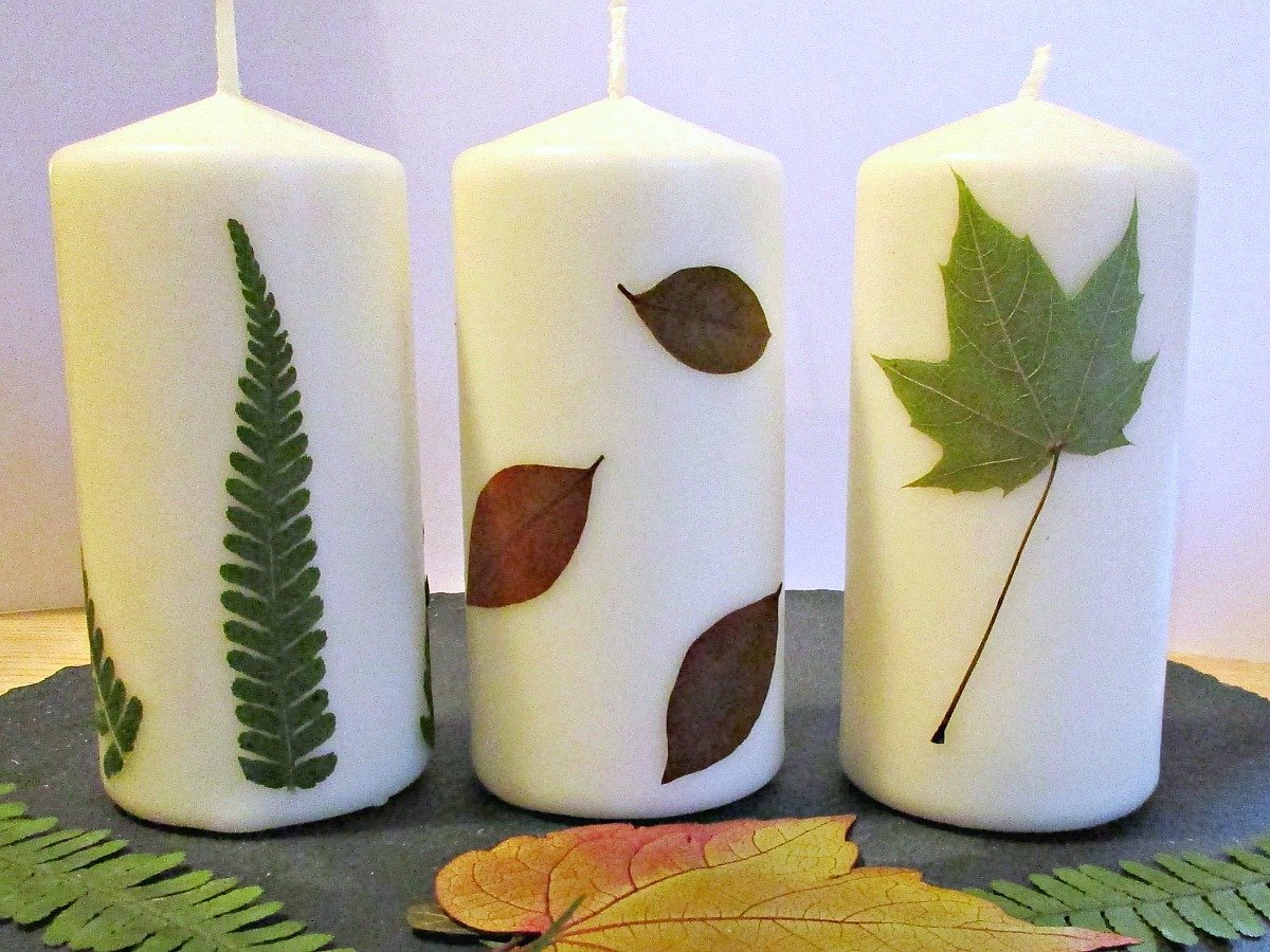 Ideen für Kerzen-deko mit Blättern