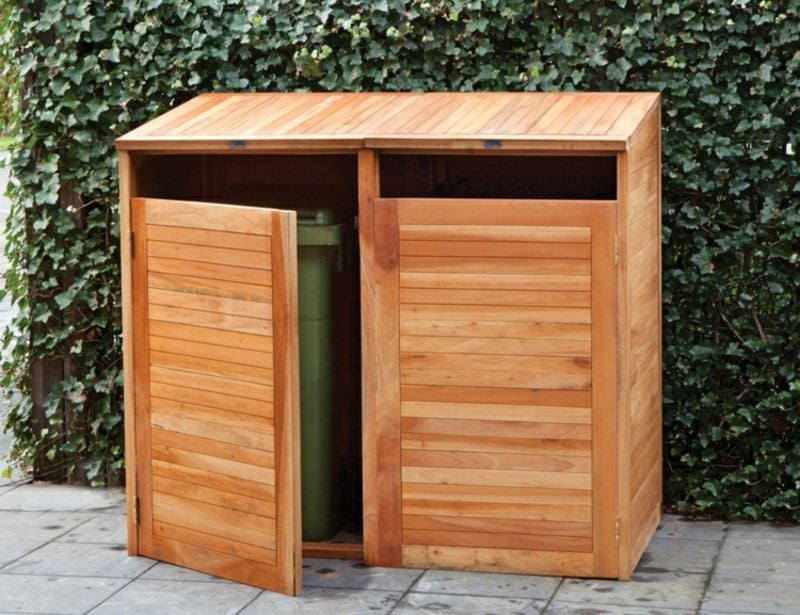 Mülltonnenbox Holz offenes Design DIY Ideen