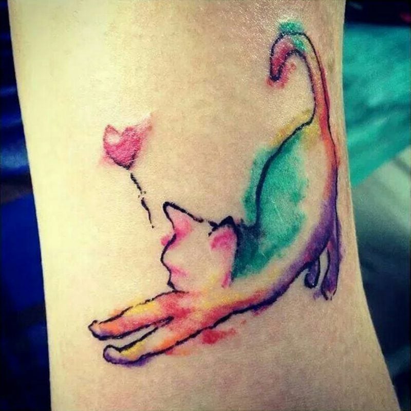 Watercolor Tattoo Katze herrlicher Look