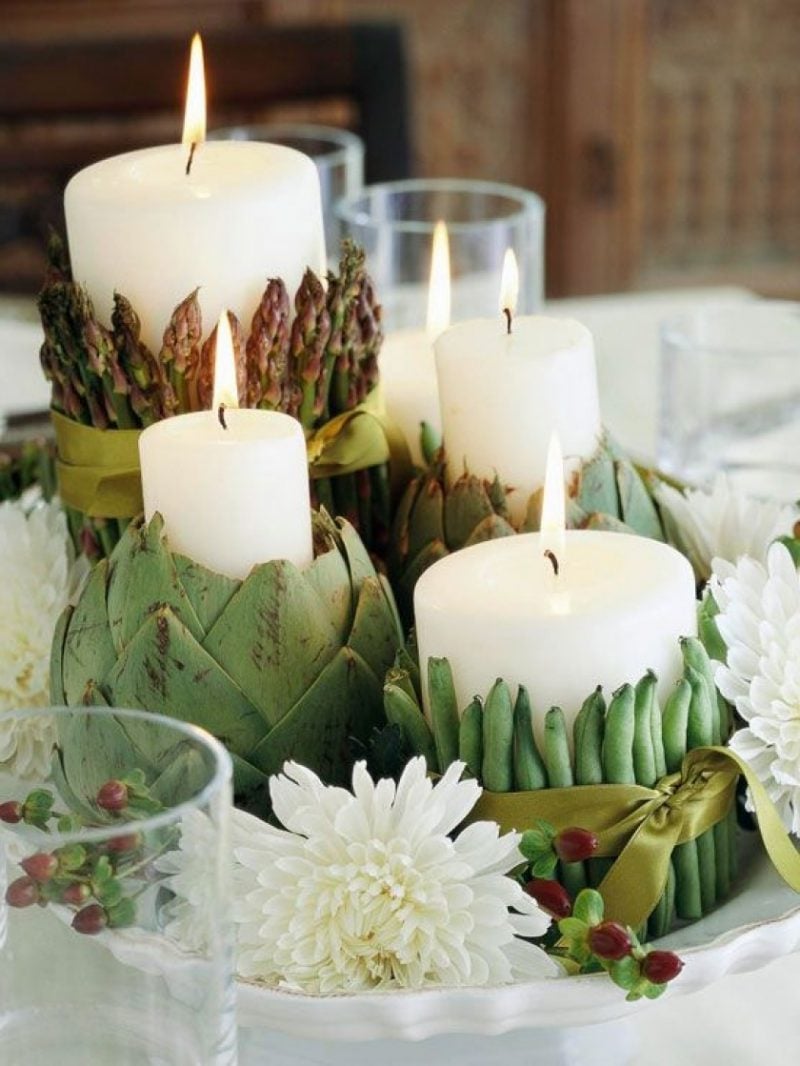 Herbstliche Tischdeko mit Kerzen