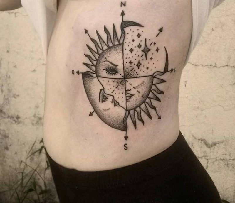 Virtualnights Leipzig Tattoo Kompass Sonne Mond