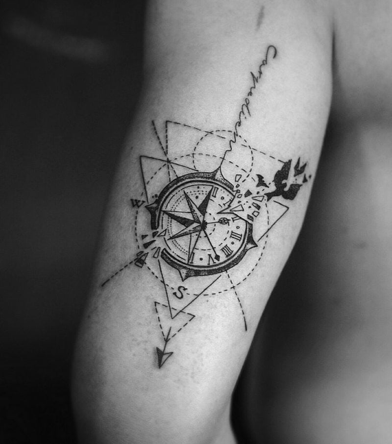 Kompass Tattoo Vorlage geometrisch