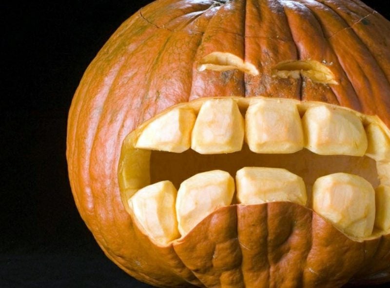 Kürbis Gesicht lustig Dekoideen Halloween
