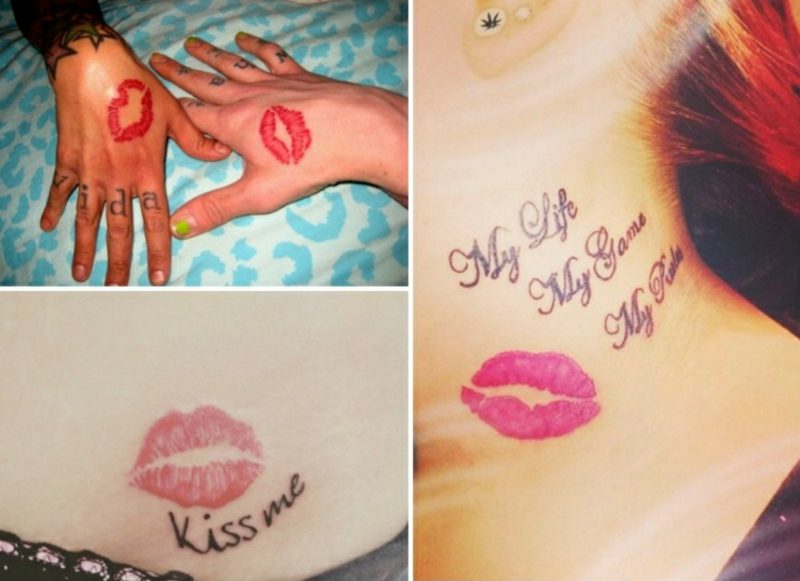 Kussmund Tattoo individuell machen Ideen