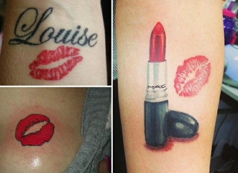 Kussmund Tattoo tolle Designs rot Lippenstift Namen