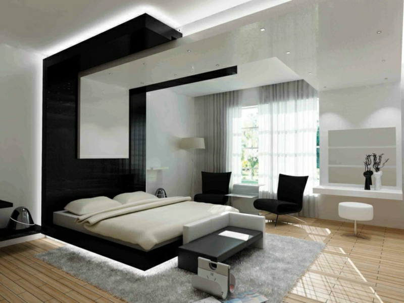 Schlafzimmer modern indirekte Beleuchtung Akzentwand