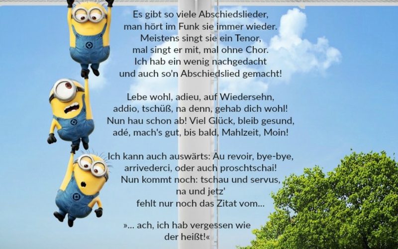 Abschiedssprüche Gedicht humorvoll