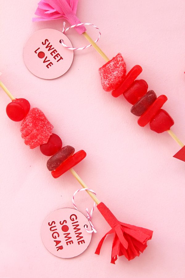 Candy Spieße als Geschenke zum Valentinstag
