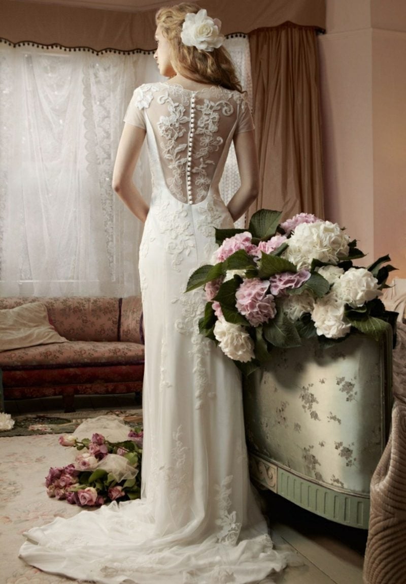 Vintage Hochzeit Brautkleid Rücken Spitze