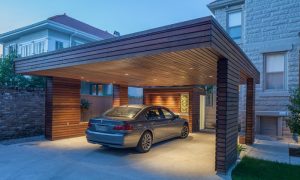 Carport selber bauen modern aus Holz