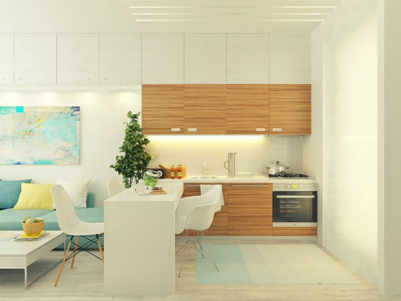 kleine Küchen Gestaltungstipps moderne Holzfronten