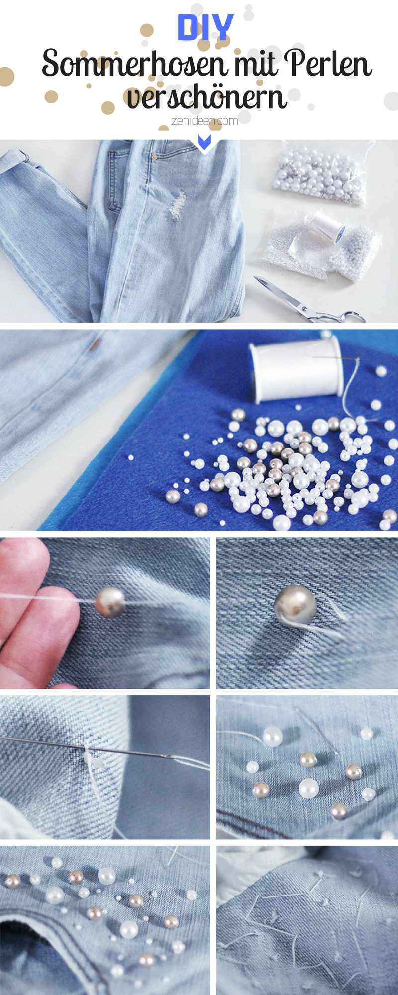 Leichte Sommerhose mit Perlen verschönern - Geben Sie Ihre alten Sommerhosen einen modernen Look