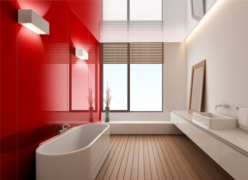 Bad ohne Fliesen moderne Paneelen farbiges Glas