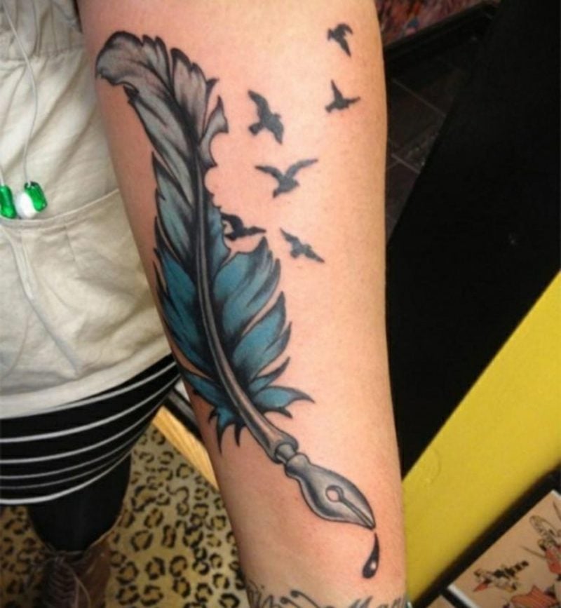 Feder Tattoos Unterarm Vögel Tinte