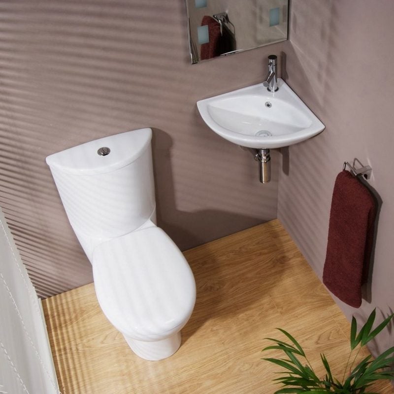 Gäste WC Gestaltung Beispiele kleiner Raum Eckwaschbecken