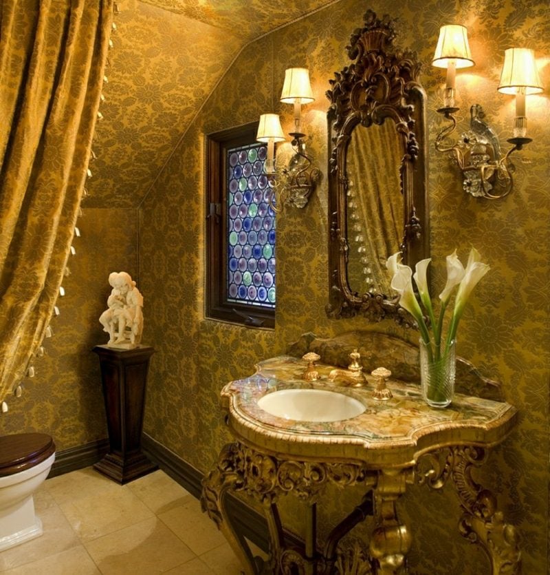 Gäste WC Gestaltung Beispiele prachtvoll Barock Stil