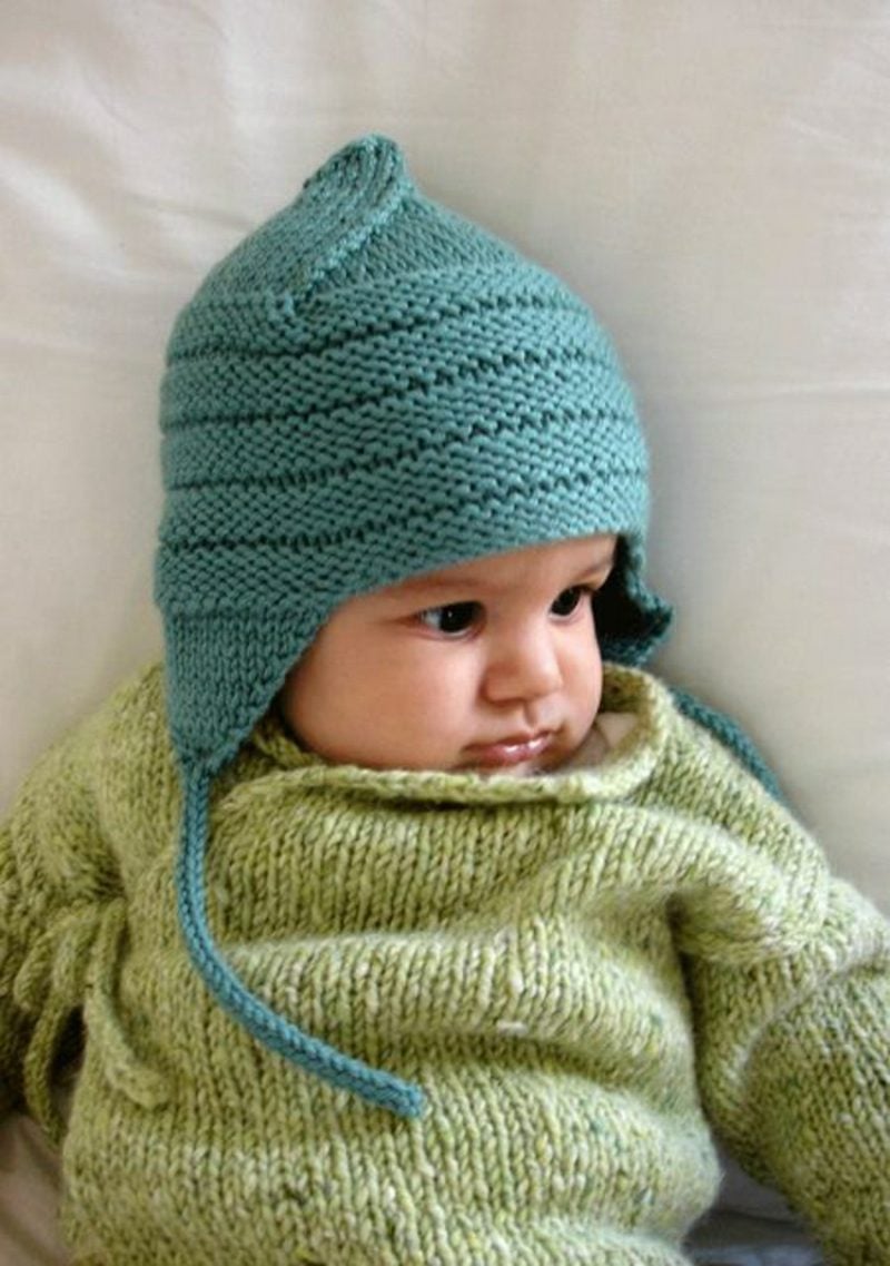 Baby Pullover stricken hellgrün Mütze