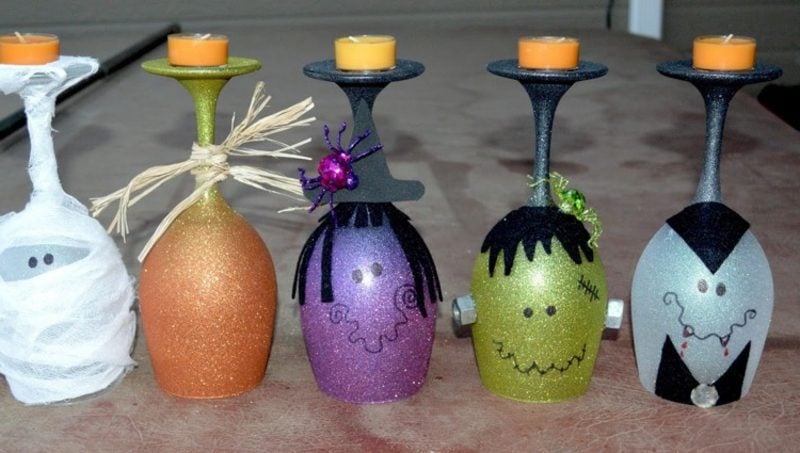 Gläser dekorieren DIY Teelichthalter zum Halloween