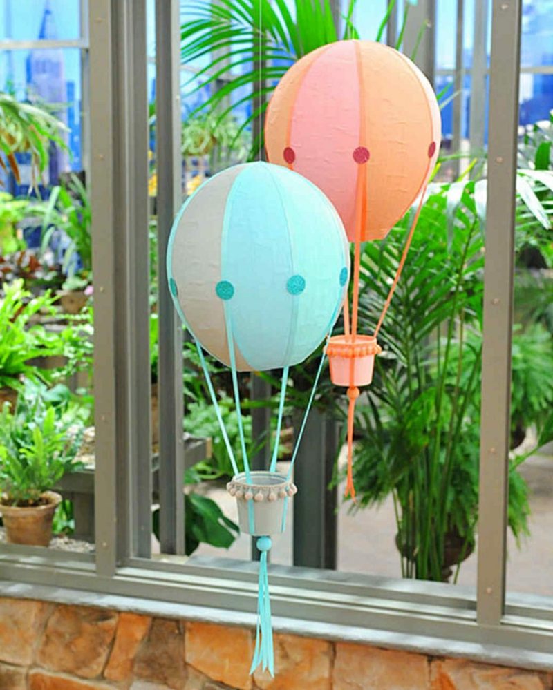 Heiβluftballon basteln aus Pappmche Gartendeko