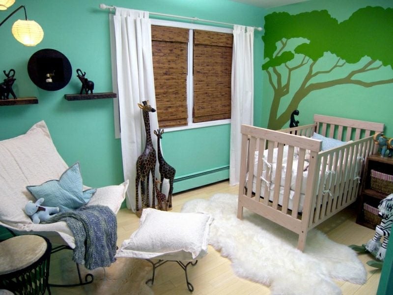 Kinderzimmer streichen Minzgrün intensiv
