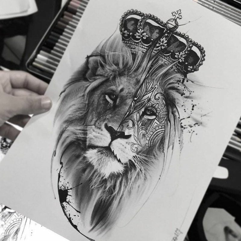Tattoo Löwe mit Krone Vorlage