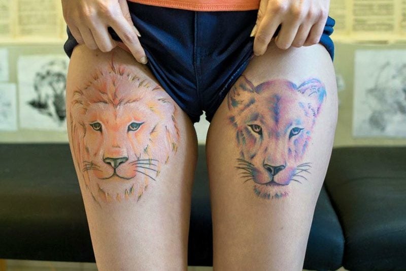 Tattoo Löwe Oberschenkel