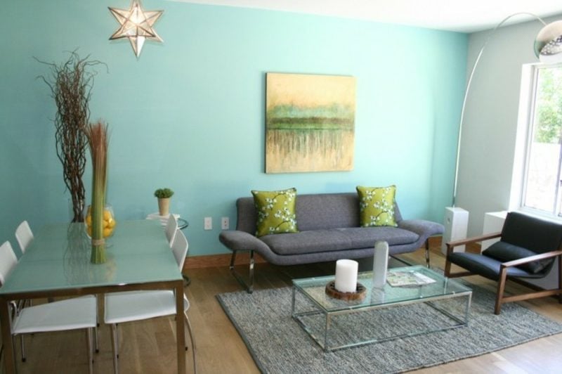 Wohnzimmer farblich gestalten Minzgrün