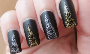 Gelnägel Schwarz Gold Matt