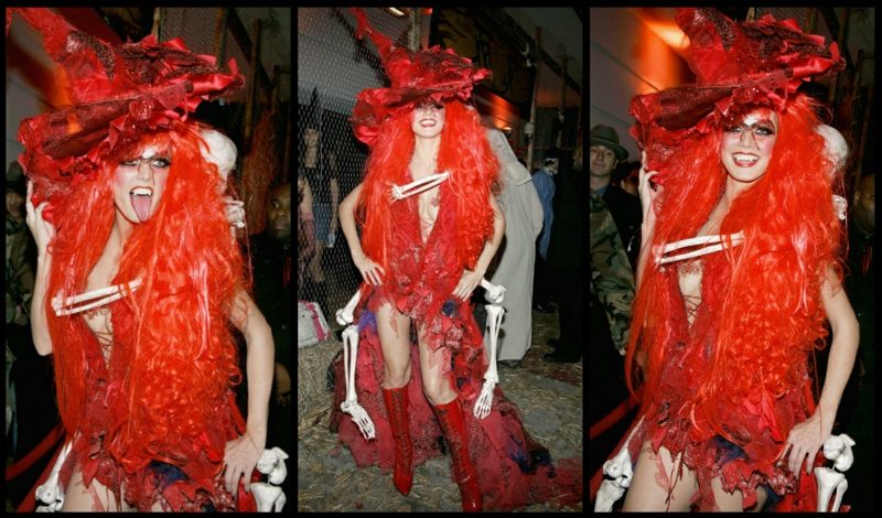 Halloween Kostüm Heidi Klum rote Hexe Perücke