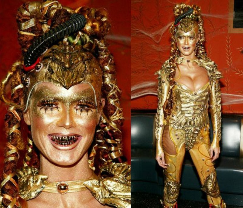 Halloween Kostüm Heidi Klum golden ausserirdisch
