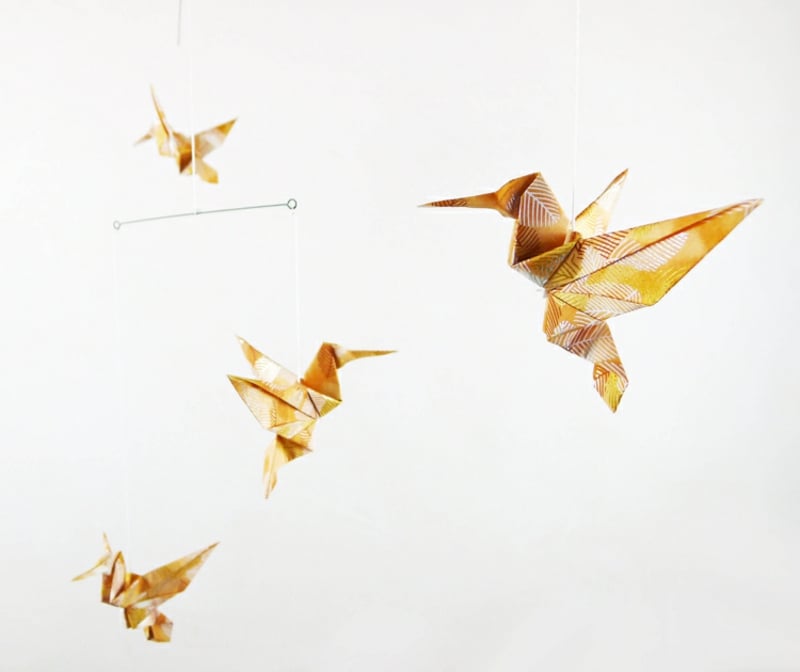 Bastelideen für Erwachsene Vogel Origami Kolibri falten