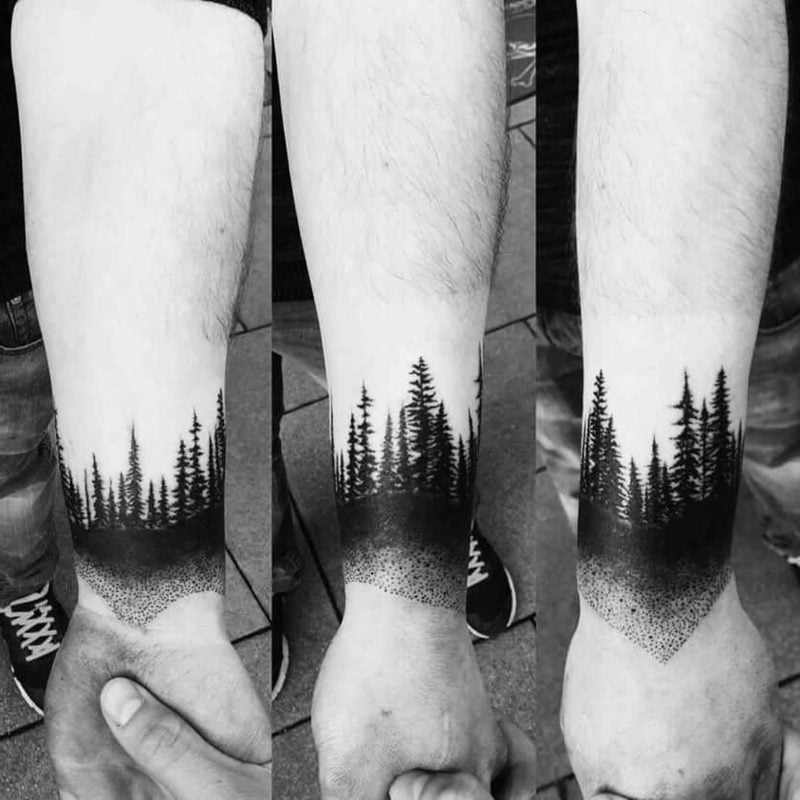 Wald Tattoo geometrisch Handgelenk