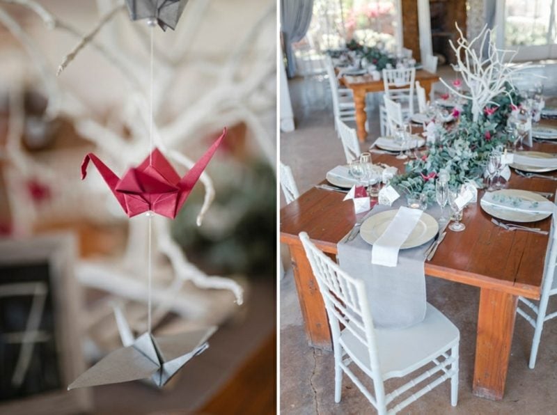 Bastelideen für Erwachsene Vogel falten Tischdeko Hochzeit
