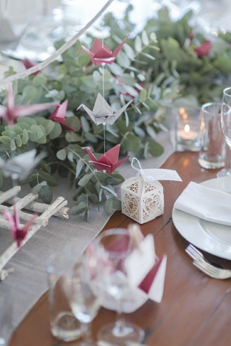 Bastelideen für Erwachsene Vogel Origami Hochzeit Tischdeko