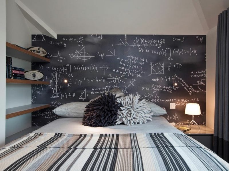 Teenager Zimmer einrichten Bett schwarze Tafel