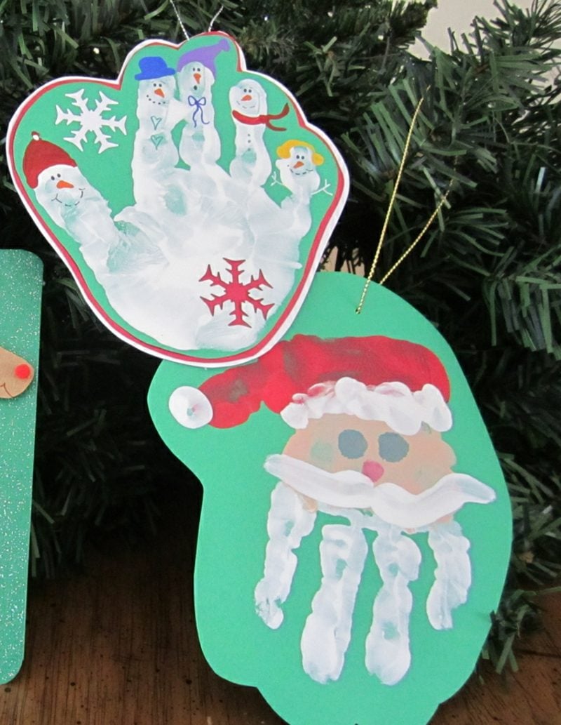 Handabdruck Weihnachten Nikolaus selber machen Baumschmuck