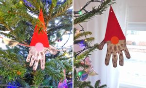 Handabdruck Weihnachten Nikolaus Pappe Christbaumschmuck