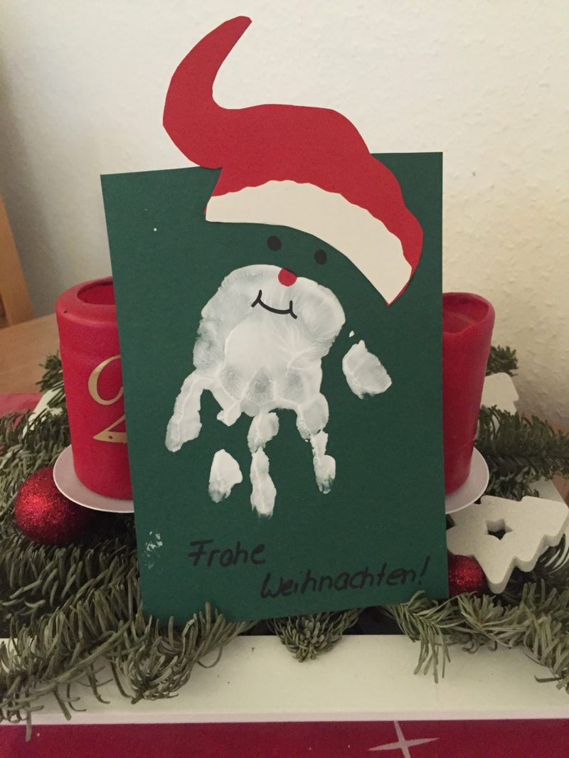 Handabdruck Weihnachten tolle Grusskarte Weihnachtsmann