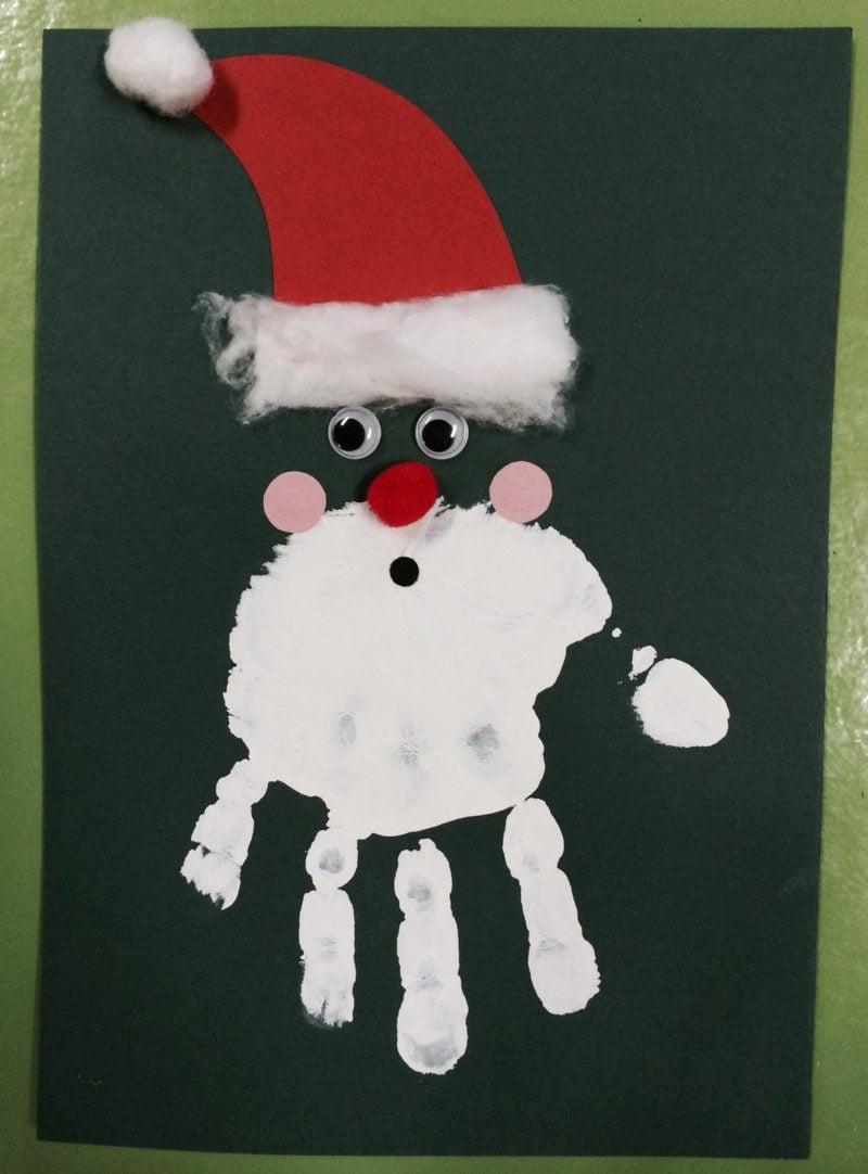 Handabdruck Weihnachten Weihnachtsmann Grusskarte