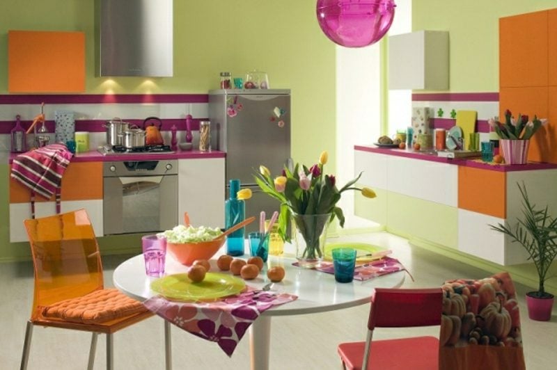 Küche streichen Pastellfarben bunt fröhlich