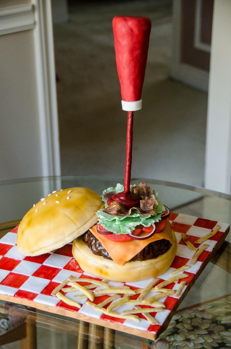 Gravity Cake wirklich originell Burger Ketchup