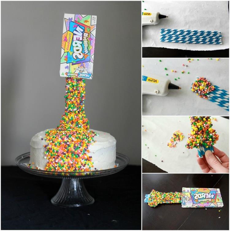 Gravity Cake mit Smarties selber machen Bilderanleitung