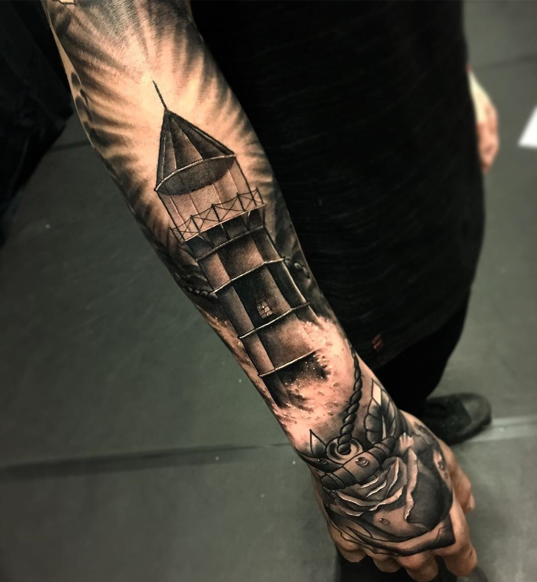 Leuchtturm Tattoo Design Ideen Hand Tattoo