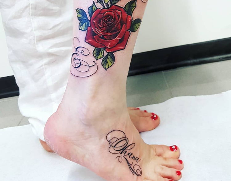 Ohana Tattoo Fuß Rose