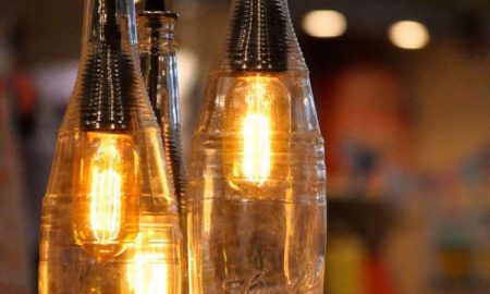 Lampe aus Flaschen selber machen romantischer Look