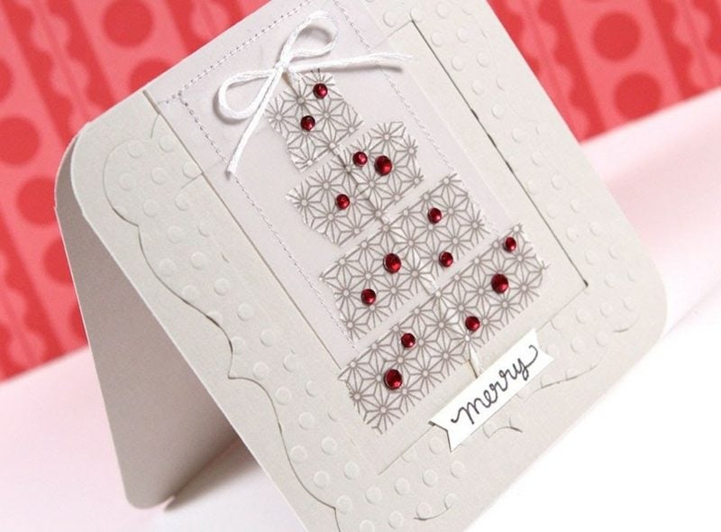 Weihnachtskarten selber basteln Weihnachtsbaum geometrisch Washi Tape